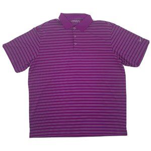 Men's Nike Golf‎ Dri-Fit Short Sleeve Polo Shirt Purple Gray/White Stripes XL